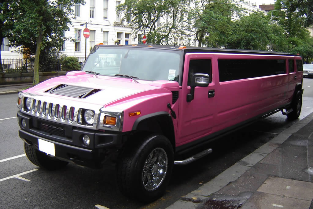 Walsall Pink Hummer Limo outside